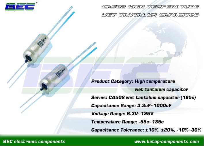 CA502 High-temp Axial Wet Tantalum Capacitor (185)